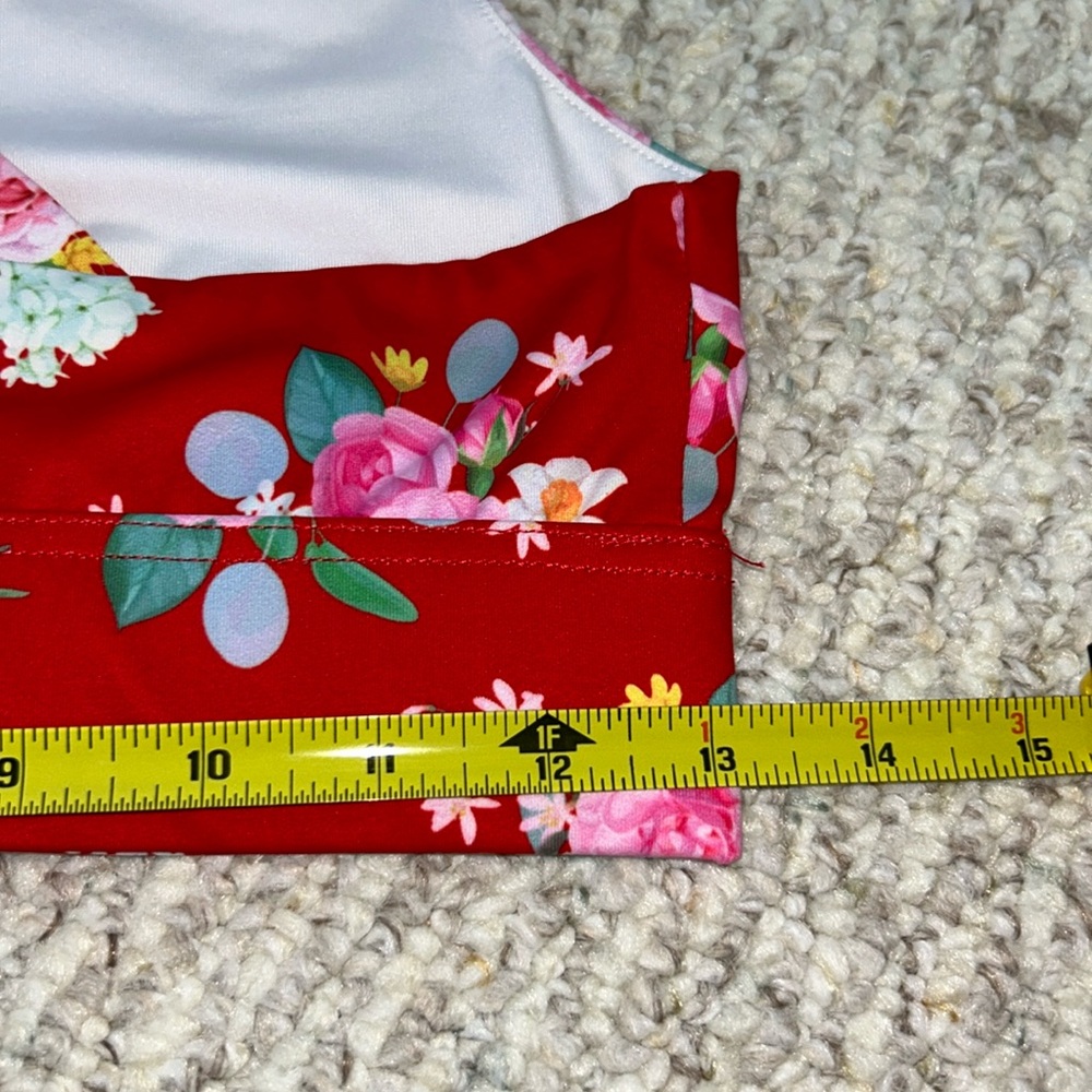 NEW Dance2Fit Fit Booty High Waisted Ruby Red & Floral Workout Outfit - Picture 7 of 15